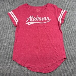 Home Team Shirt Womens M Alabama Crimson Red Heathered Graphic Striped Sleeve